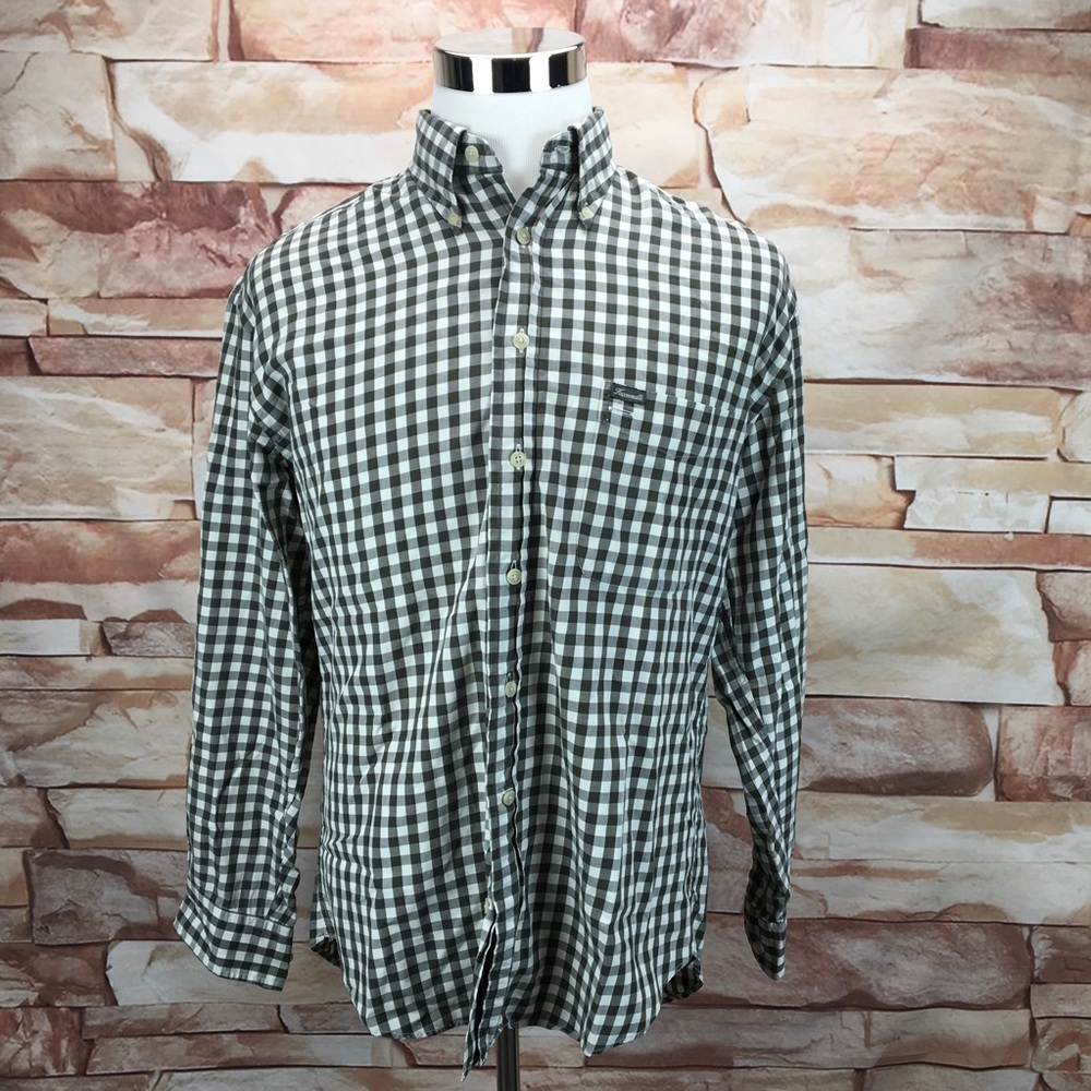 Faconnable Men’s M Olive Checkered Button Shirt